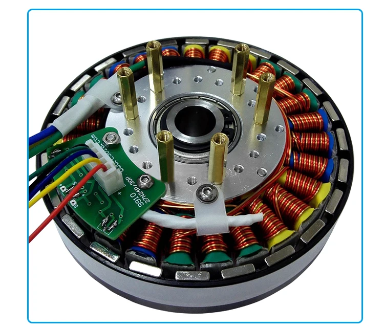 DIY Hollow Opaque Diameter 11CM 300w 27N24P Coil Hall Disc Axis Flat Direct Drive Torque Brushless DC Motor