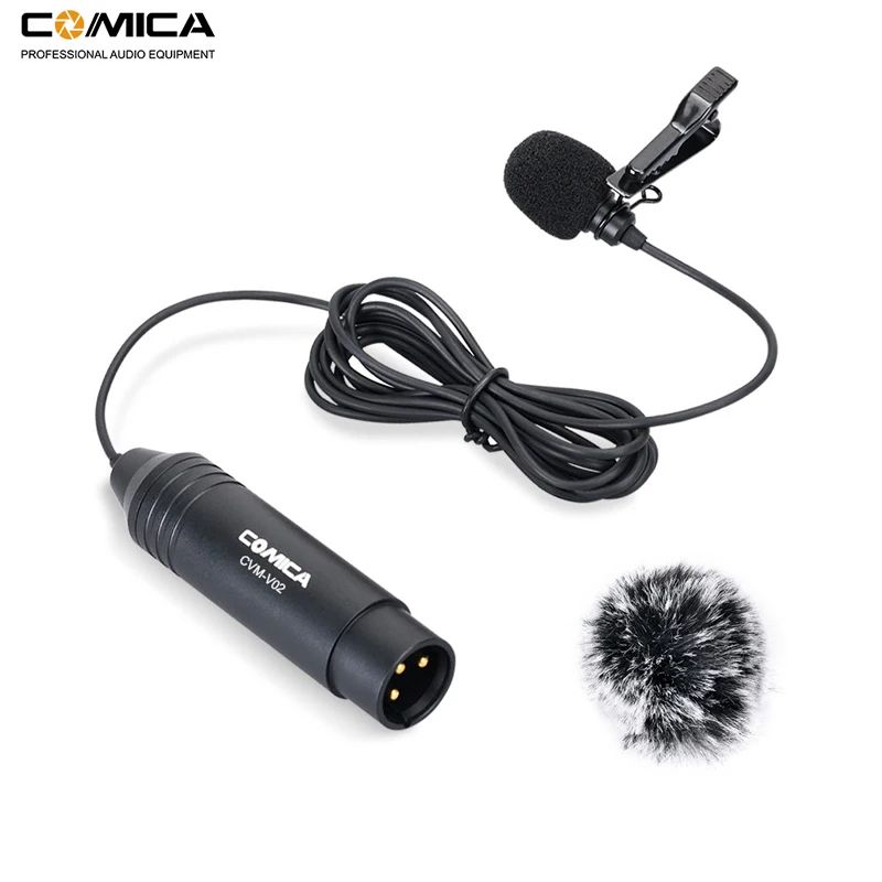 CVM-V02O Phantom Power Omni-directional XLR Lavalier Lapel Microphone for Canon Sony Panasonic Camcorder Mic for ZOOM Recorders
