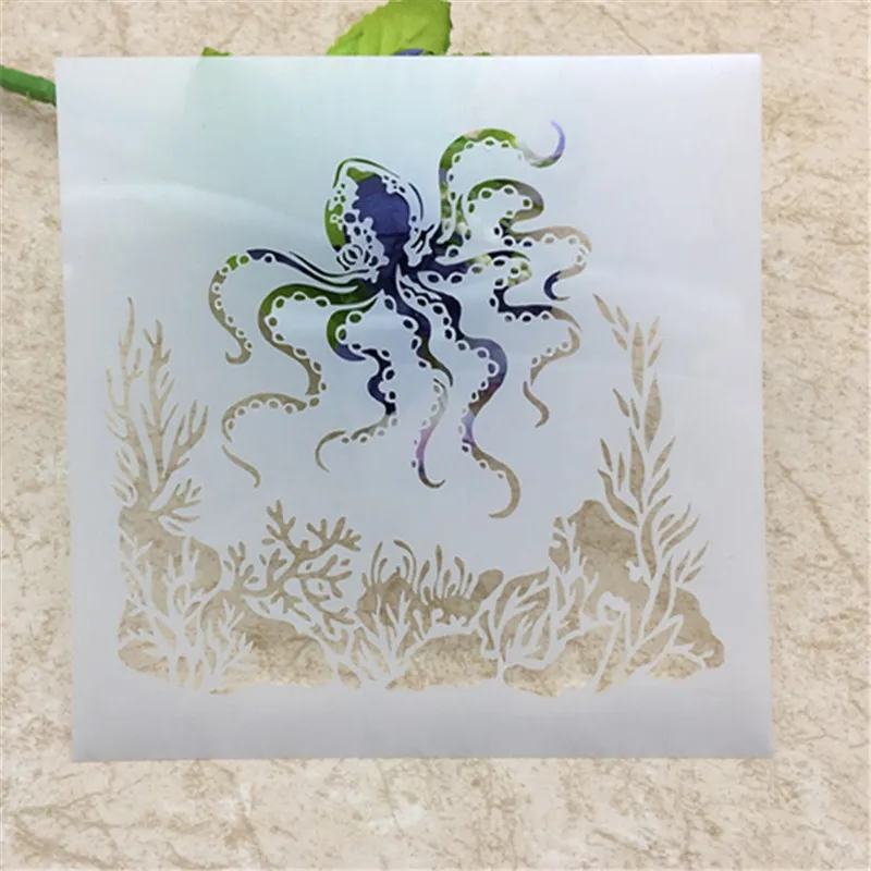 

Octopus Plastic Layering Stencils for DIY Scrapbooking/photo album Decorative Embossing DIY Paper Cards Crafts