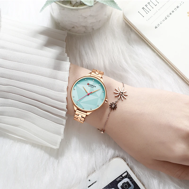 CURREN Fashion Rose Gold Bracelet Watches Women Top Luxury Brand Ladies Quartz Watch Stainless Steel Wristwatch Relogio Feminino