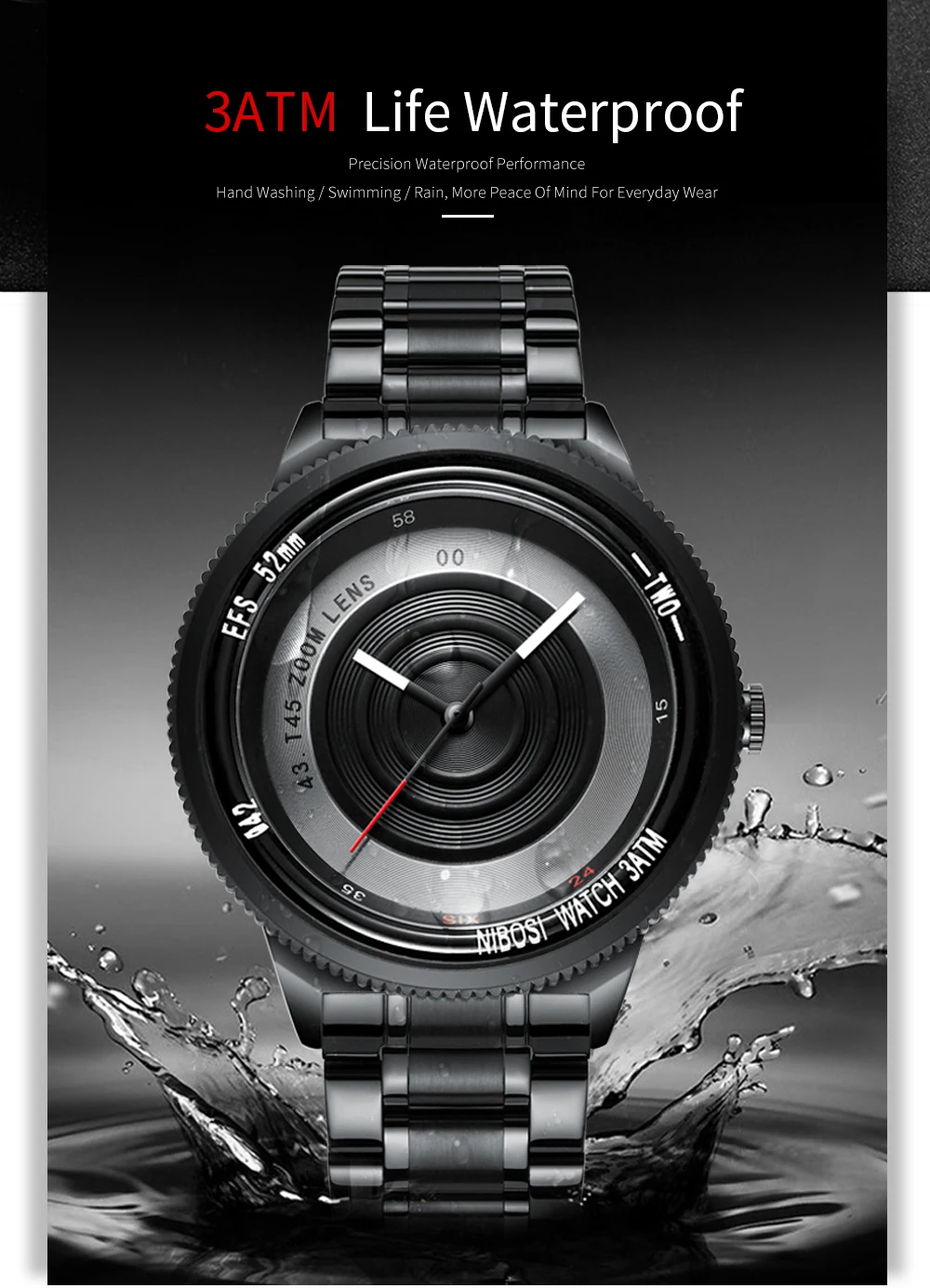 NIBOSI Men Watches 2019 Luxury Brand Waterproof Analog Wrist Watch Men Full Steel Black CreativeSports Male Clock Montre Homme  (12)