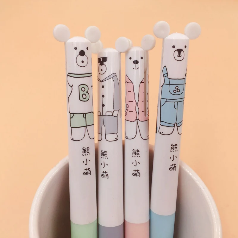 Шариковая ручка 2 в 1 B54 Kawaii White Bear + карандаш 0 5 мм для письма Канцелярские Товары