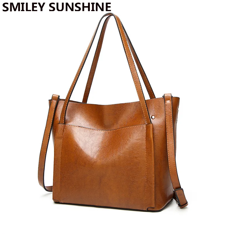 

SMILEY SUNSHINE brand new winter shoulder bags for women 2017 large ladies hand bags brown women luxury handbags fashion bolsas
