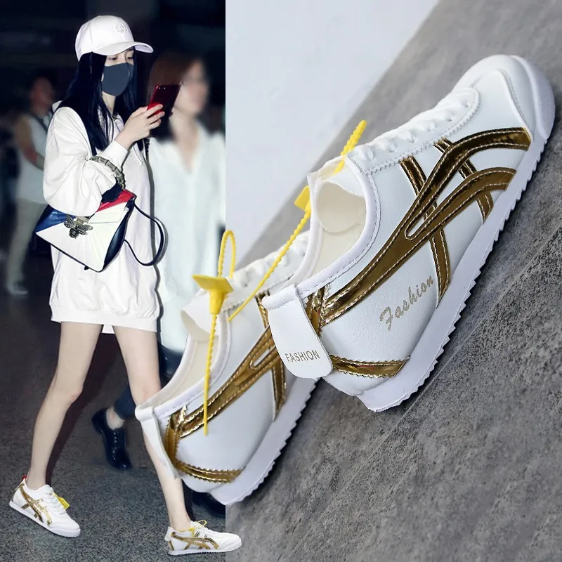 

Xiaobai shoes Girl 2019 Summer version of the Korean version of round head flat soled belt students casual color sports shoes