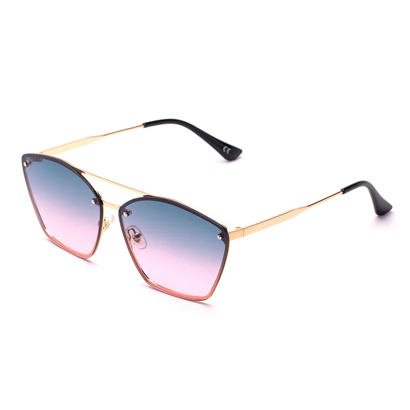 Роскошные модные солнцезащитные очки женские дизайнерские прозрачные металлические оправы Солнцезащитные очки винтажные женские негабаритные очки для резки FML - Цвет линз: green pink