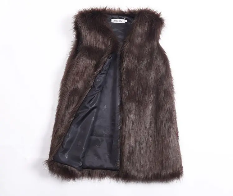 MJ-123 Новая модная женская одежда зимний длинный жилет из искусственного лисьего меха Теплый меховой жилет куртка из искусственного меха