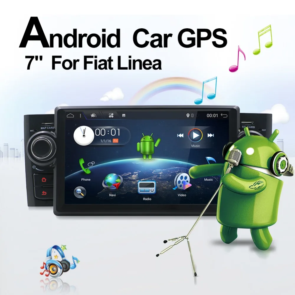 

single din Android 7.1 Car radio For Fiat Linea 2006-2012 Autoradio FM RDS WiFi Stereo GPS Navigation Bluetooth Headunit 2GB RAM