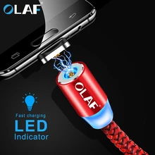 Магнитный зарядный кабель OLAF 1 м, кабель Micro USB для iPhone XR XS Max X Magnet charger usb type C, светодиодный шнур для зарядки USB C