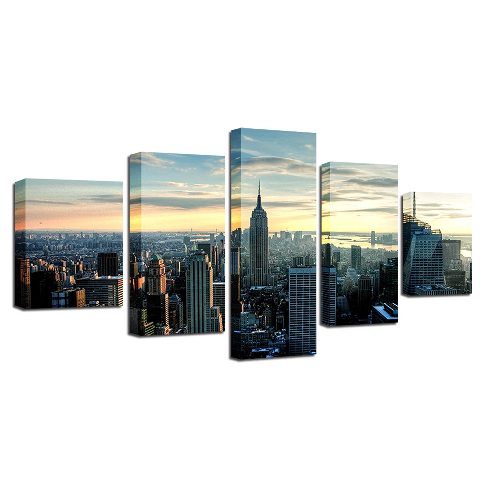 Modular-Wall-Art-Canvas-Paintings-Home-Decor-5-Pieces-New-York-City-Building-Pictures-HD-Prints (3)
