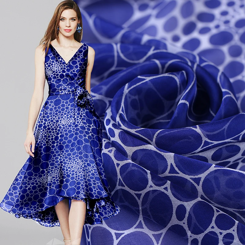 2017 new 100 silk printed chiffon fabric pure natural Mulberry silk