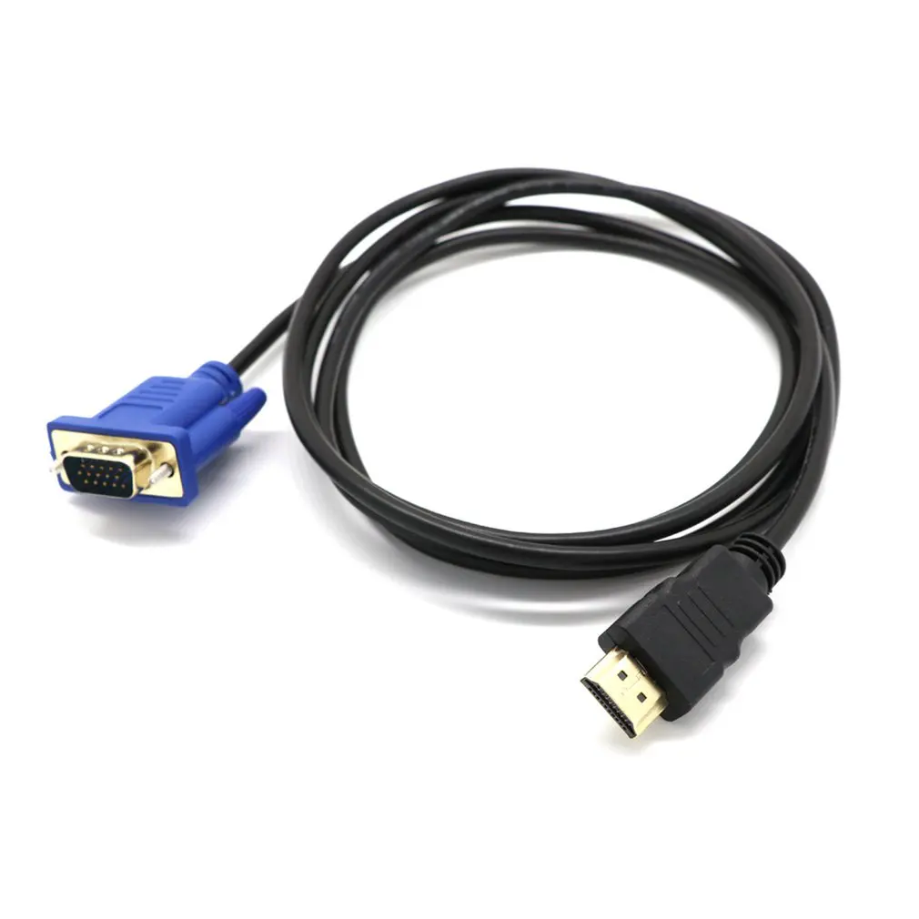 1,5 м/16FT Золотой HDMI штекер переходник на гнездо VGA Мужской 15 пин кабель видеоадаптера 1080P 6FT для ТВ DVD ящик