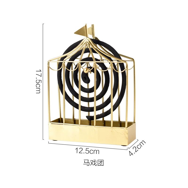 Нордическая Глод птичья клетка Москитная Катушка держатель для летних дней Железный москитный репеллент ладан стойка тарелка украшение дома - Цвет: Circus
