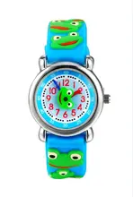 TOP Qualité Montre étanche Enfants grenouille Montres 2016 Enfants de dessin animé 3D Montre-Bracelet Analogique Bande de silicone