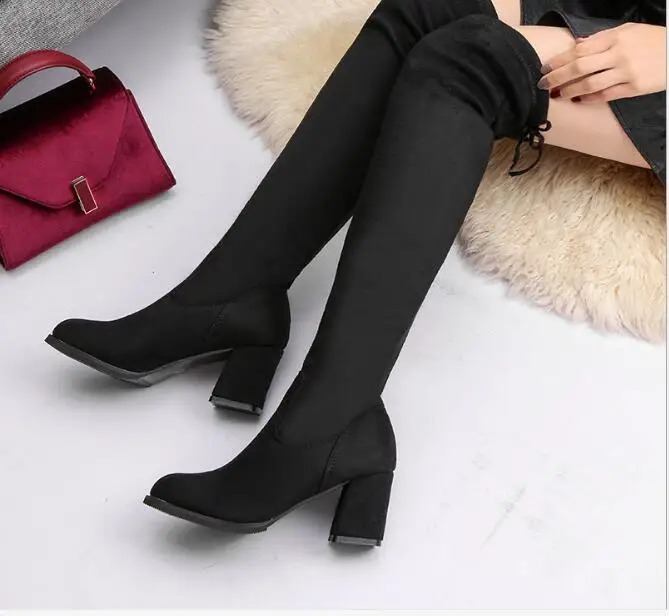 Women Casual Over the Knee boots shoes Winter women Female Round Toe Platform high heels pumps Warm Boots lady Thigh High Boots