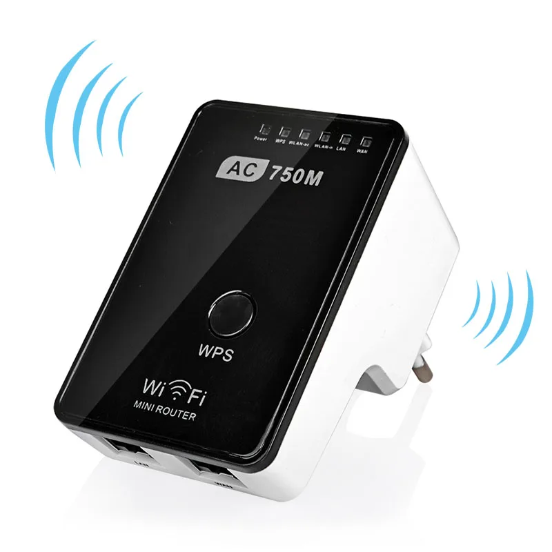 Wireless Wifi Router 750Mbps Mini Router Wifi Repeater Dual-Band 2.4/5GHz Extender Wifi Signal Amplifier Booster 802.11 ac/b/g/n