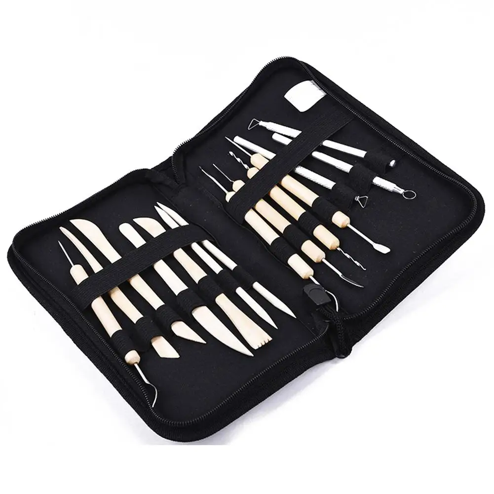 

Sele 14PCs Clay Sculpting Set Wax Pottery Carving Tool Pottery Ceramics Tools Polymer Shapers Wooden Handle Modeling Clay Tools