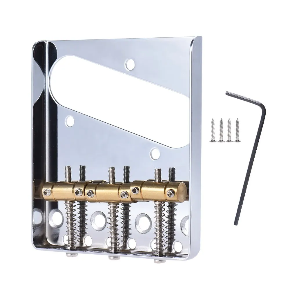

3 Copper Saddle Ashtray Bridge Tailpiece Chrome Plated for Telecaster TELE Electric Guitar Replacement Part with Screws Wrench