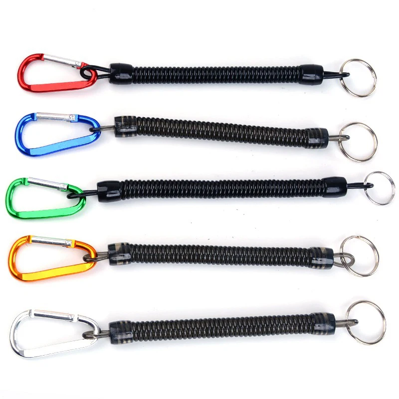 Steel Wire Rope Elastic Key Chain Recoils Retractable Anti Lost Secure