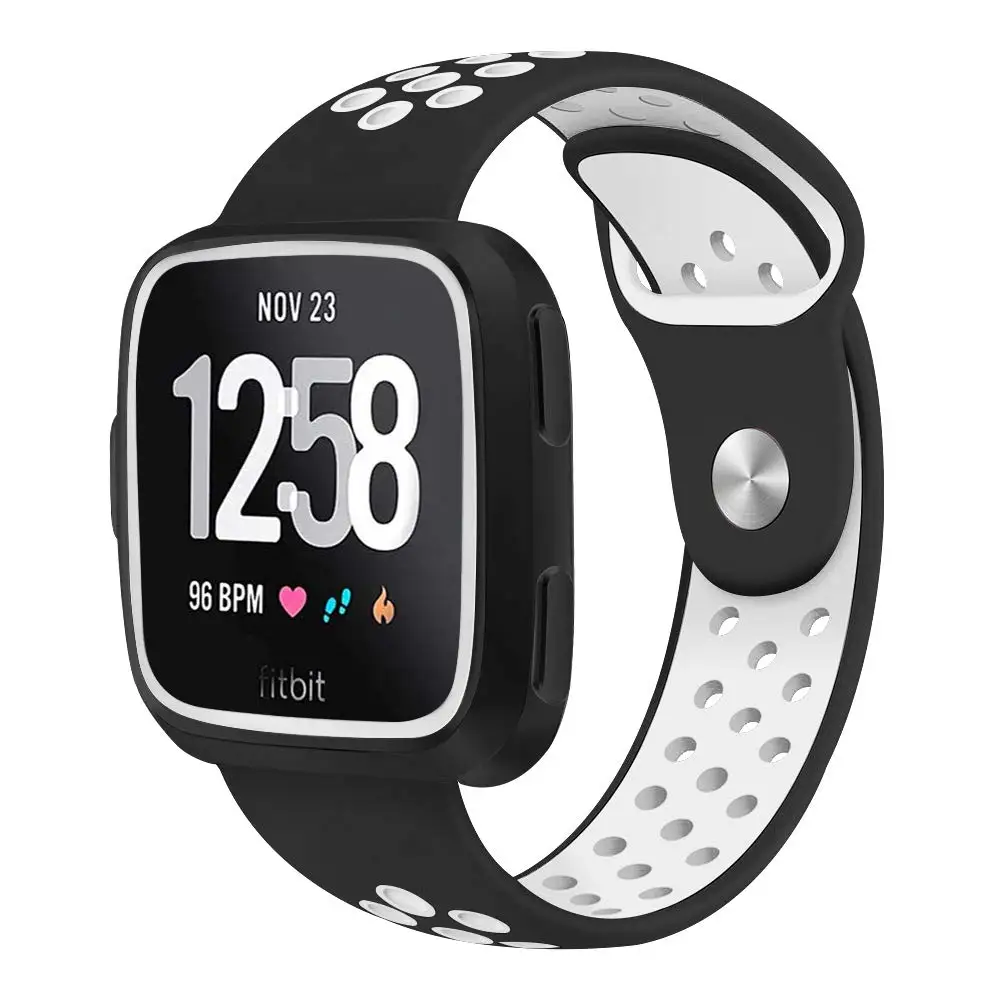 

Silicone Bands Compatible Fitbit Versa Lite and Fitbit Versa,with Protective Case Two-Color Perforation Breathable Strap Bands