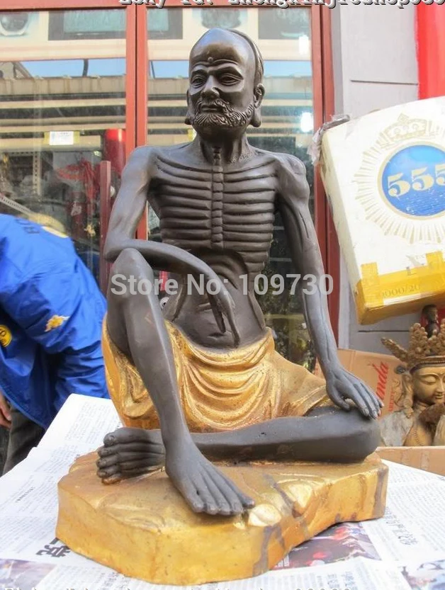 

002726 Tibet Classical Buddhism Bronze Bone arhat Temple Damo Buddha Statue