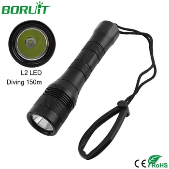 

BORUiT Professional L2 LED Scuba Diving Flashlight Underwater 150m Torch Light IPX8 Waterproof Portable Camping Fishing Lamp