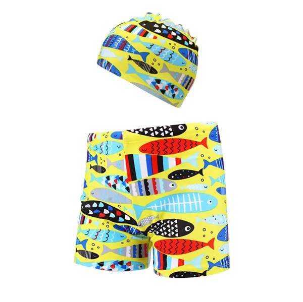 Комплект из 2 предметов для маленьких мальчиков, эластичный пляжный купальник, плавки, шорты+ шапочка, купальник, Новое поступление года - Цвет: E