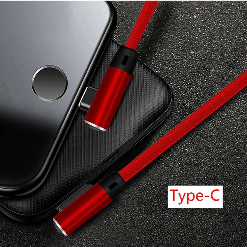 Usb type C 90 градусов быстрая зарядка usb c кабель type-c кабель для передачи данных зарядное устройство usb-c для samsung S8 S9 Xiaomi Mi6 Mi8 - Цвет: Красный