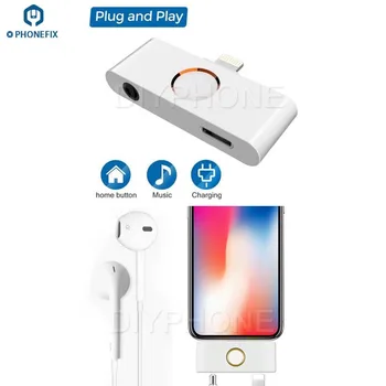 

external home button + 3.5mm Audio Jack Headphone Converter for fix iphone X 8 7 6 6S replace no working home button