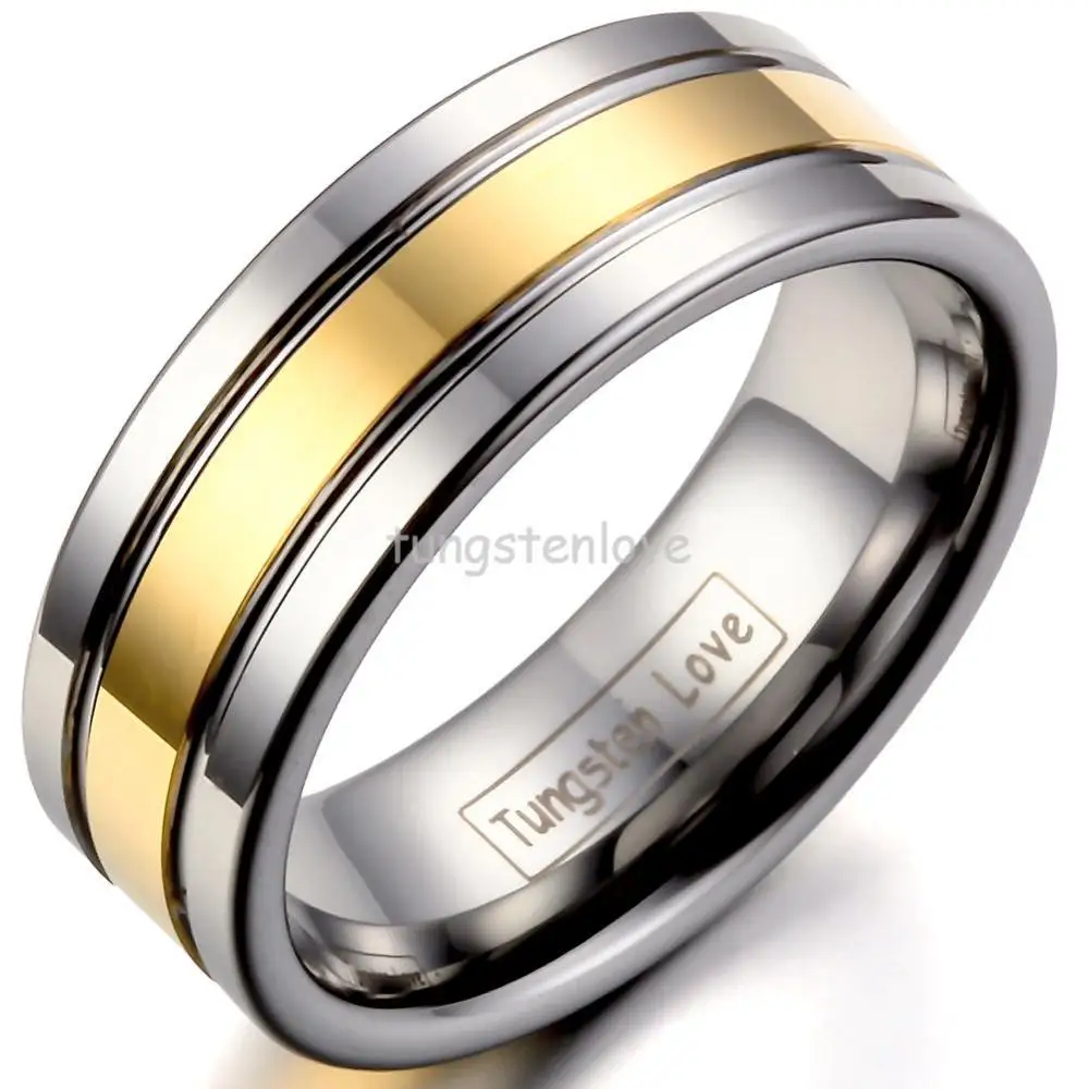 Кольца мужские из карбида вольфрама и золота серебристого цвета|wedding band|men engagement