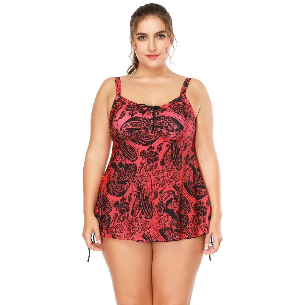 Plus Size Tankini Set Two Piece Swimsuits With Backless Monokini Push