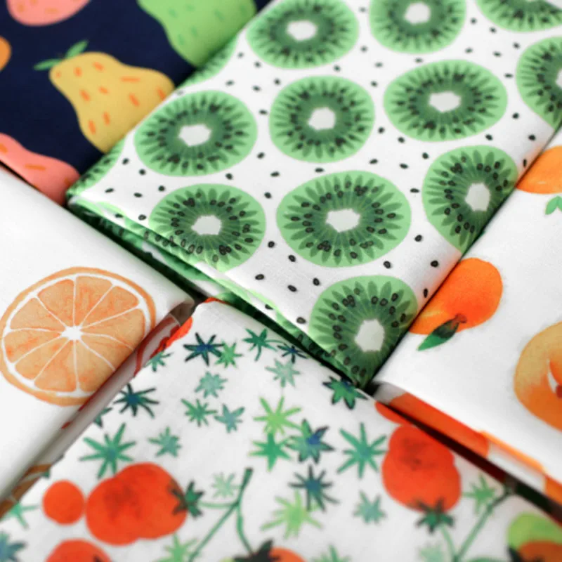 

50*140CM Fabric Linen Fruit Kiwi, Orange,Pear,Lemon for Tissue Kids Bedding home textile for Sewing Tilda Doll