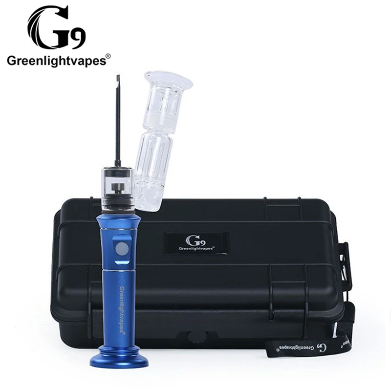 Greenlightvapes G9 enail инновационные пользовательские стекло dab установка воды трещина трубы электрическая курительная трубка henail стекло трубка курительная 0C - Цвет: blue