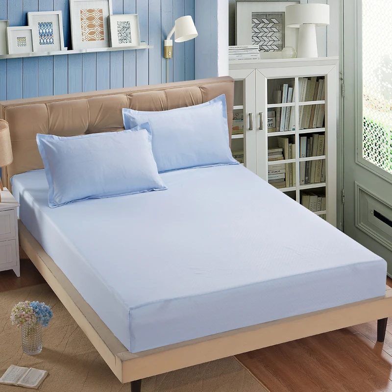  1pc 100%Polyester Fitted Sheet Mattress Cover Solid Color Bedding Linens Bed Sheets With Elastic Ba