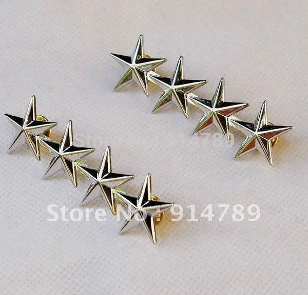 

WW2 PAIR OF US ARMY OFFICER 4 STAR GENERAL RANK BADGES PIN LARGE-32063