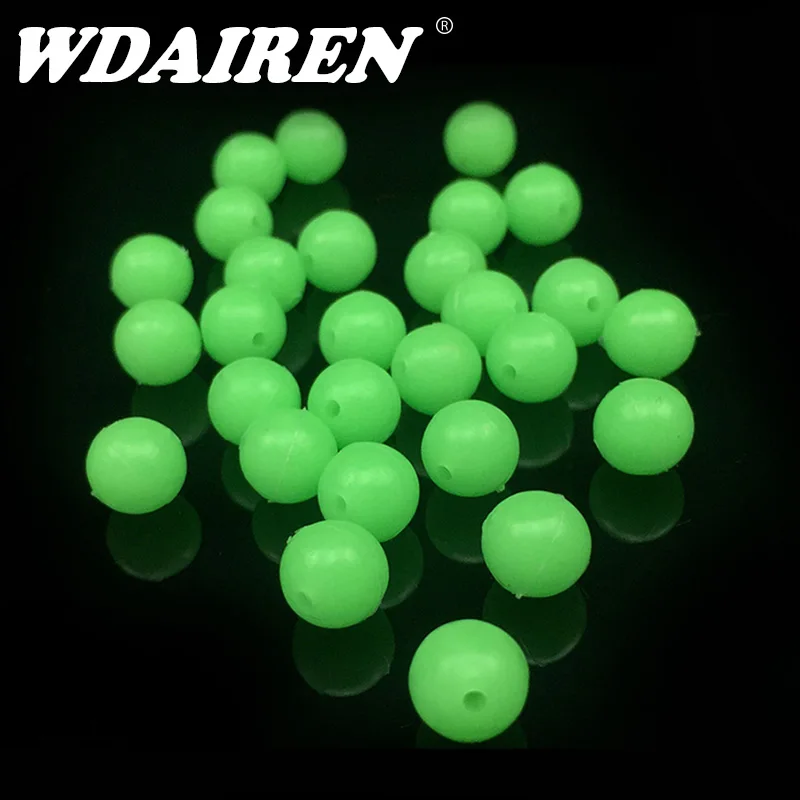 200 New Fishing Round Plastic Stopper Beads 8mm Glow In The Dark Green lures