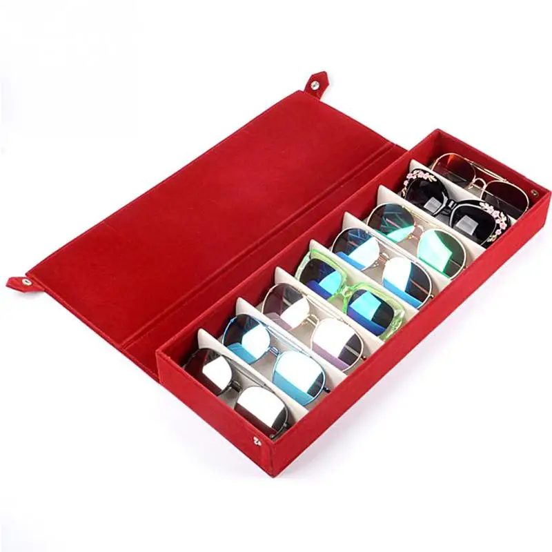 8 Slot Glasses Eyeglass Sunglasses Storage Case Display Grid Stand Box