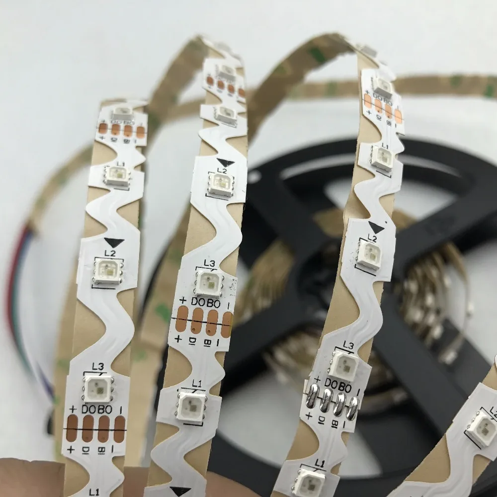 S тип 60 светодиодов/m DC5V WS2813 MINI светодиодная Пиксельная полоса 4 м/рулон адресуемых
