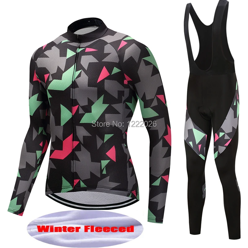 

FUALRNY 2018 New Winter Thermal Fleece Cycling Clothing Set Maillot Ropa Ciclismo Invierno MTB Bicycle Jerseys Bike Sportswear