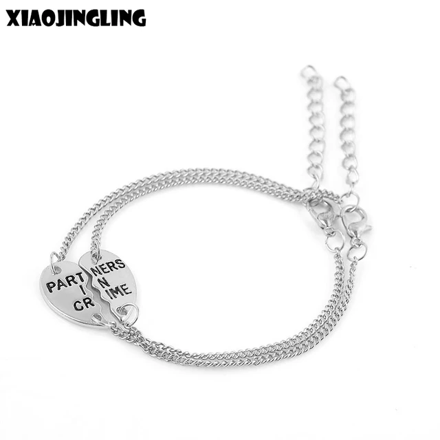 Xiaojingling Friendship Charm Bracelet Jewelry Two Peach Broken Xiaojingling Friendship Charm Bracelet Jewelry Two Peach Broken Hearts Bracelets Splicing Partners In Crime