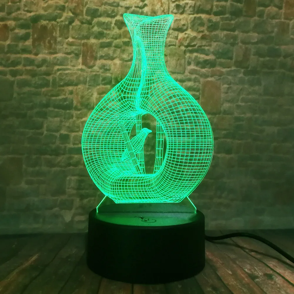 Творчески новые 3d led лампы птица Bird Cage ночник 7 цветов Изменение градиент Таблица Спальня Домашний Декор Xmas малыш подарки