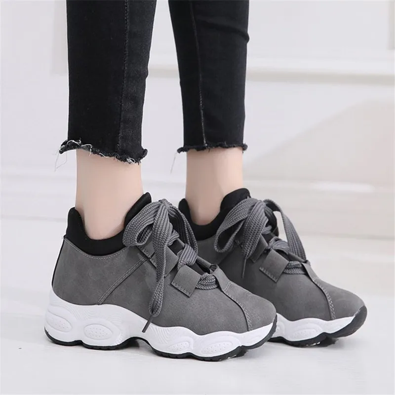 

Microfiber Casual sneaker woman 2019 spring autumn shoes woman Fashion wild Student Platform sneakers Breathable female shoes