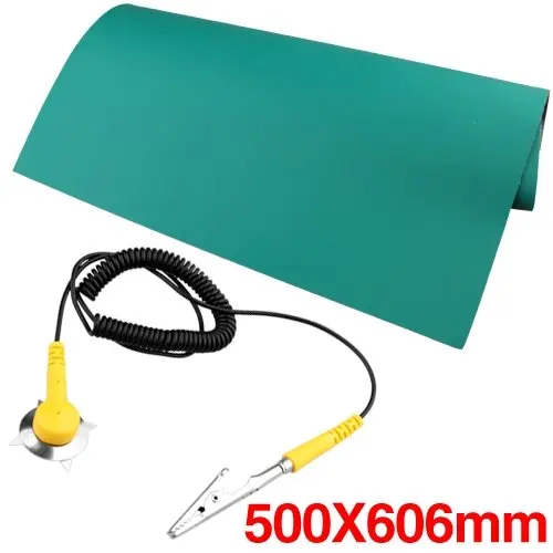 Green Desktop Antistatic ESD Grounding Mat 500x606mm + Cordin Wires