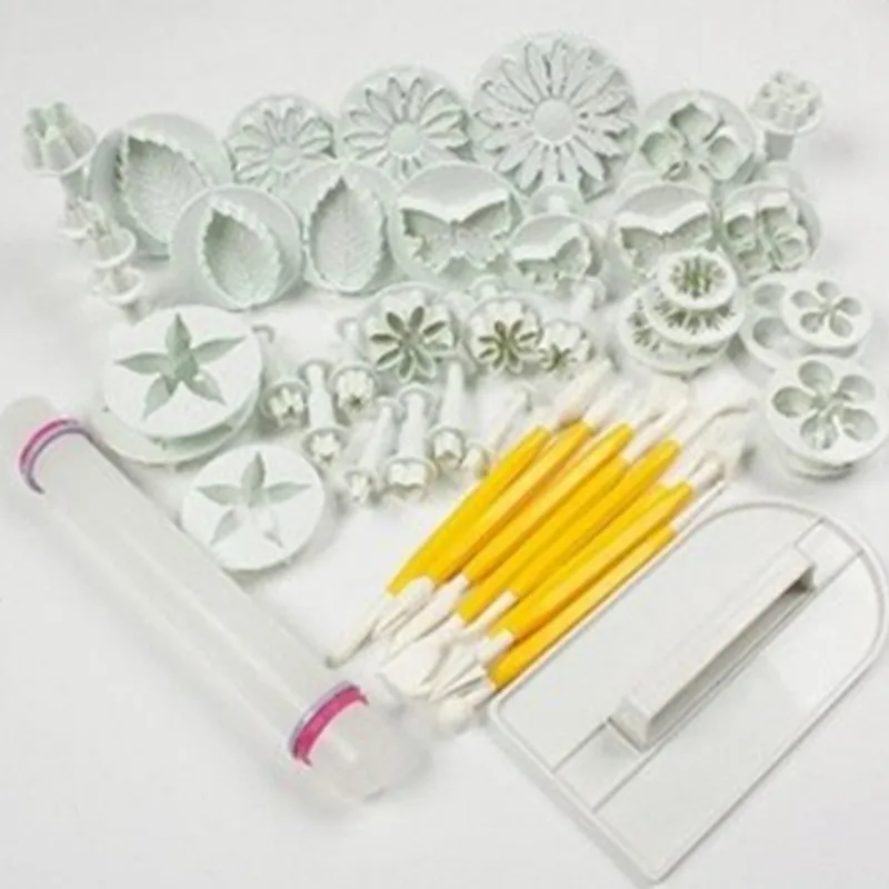 

46pcs/set Fondant Cookie Sugar Craft Decorating Plunger Flowers Modelling Tools Set DIY Cutters Molds Sugarcraft