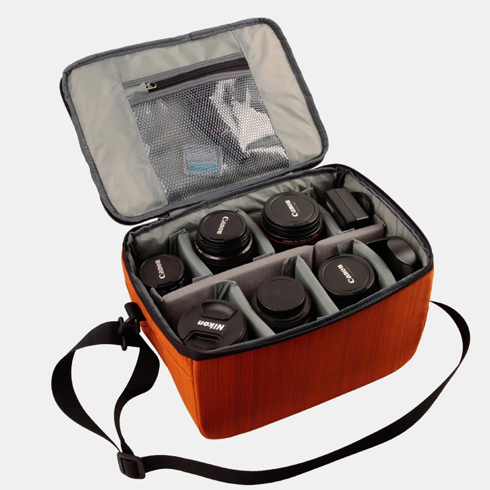 

Roadfisher Waterproof Protect Camera Shoulder Bag Insert Partition Dividers Case Fit 1 DSLR 5 Lens Canon Nikon Sony Pentax DSLR