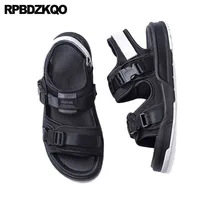 На открытом воздухе большой размер Известный бренд спорт 45 обувь Большой ремень Мужские сандалии летние наружные мода кроссовки повседневная открытый носок черный пляж
