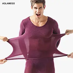Aolamegs мужские термобелье Твердые Эластичность Тонкие подштанники костюм мужские теплые штаны для зимних комплектов модная зимняя одежда