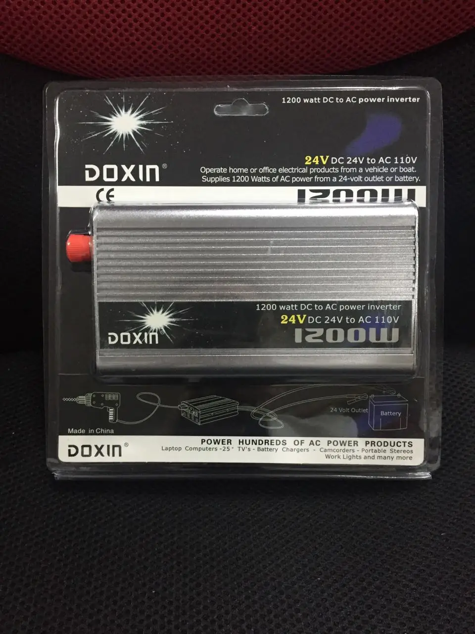 

Free Shipping 1200W DC 24V to AC 110V crocodile clip + cigarette lighter line Power Inverter Converter Transformer Power Supply