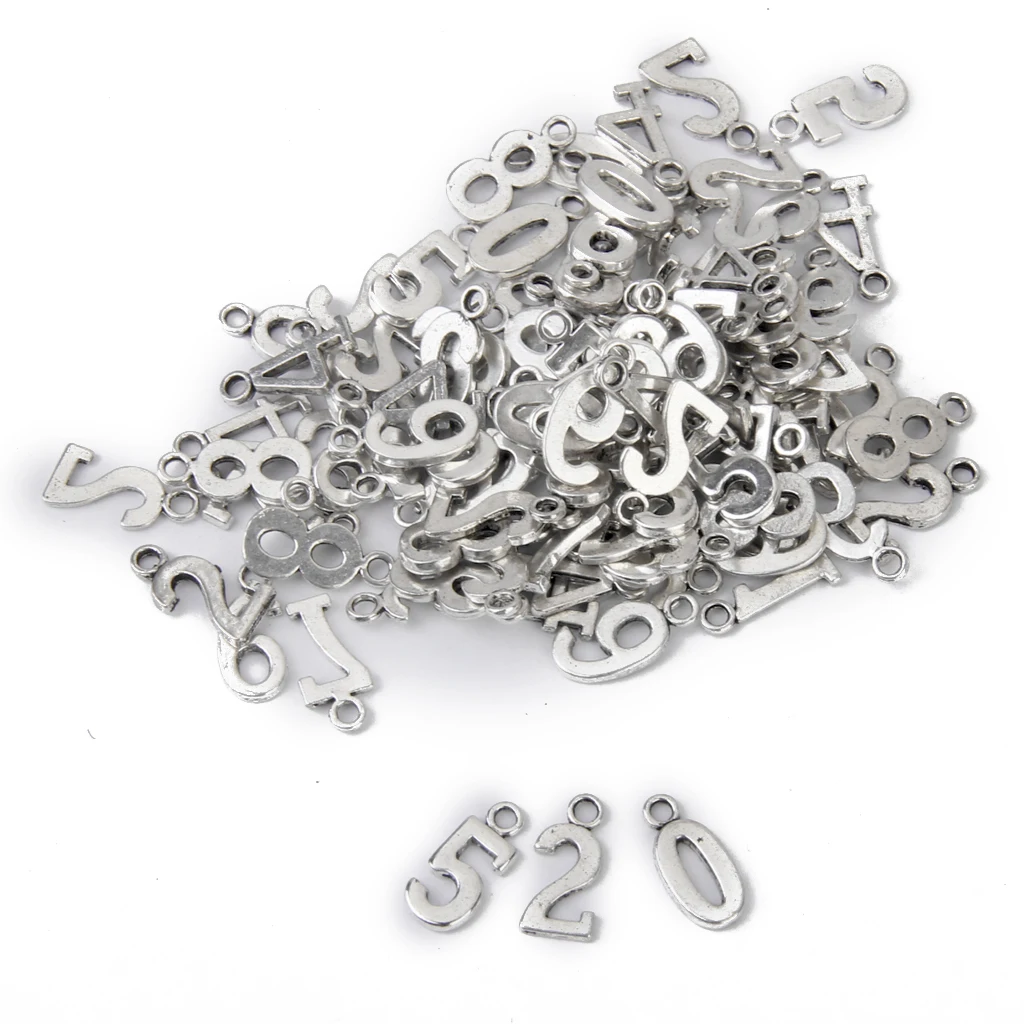 

Approx 100 Pieces Bulk Mixed Tibetan Silver Alloy Numbers 0-9 Charm Pendants DIY Findings