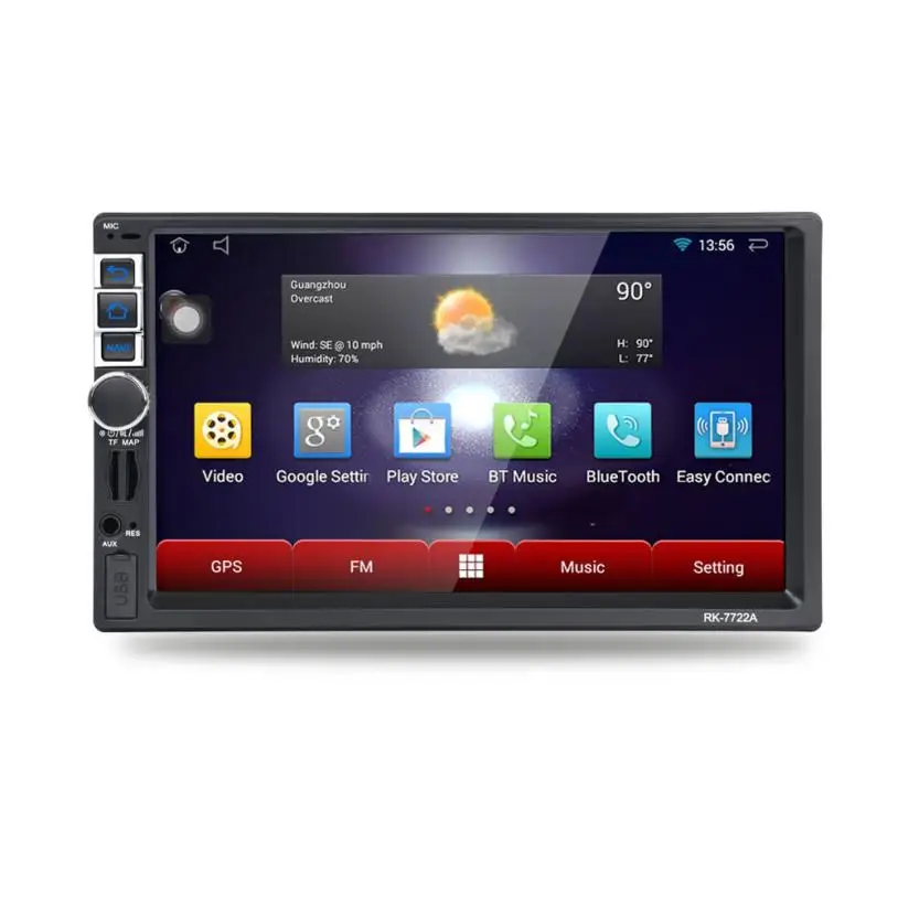 Perfect 7 2Din Stereo Car Android MP5 Player Bluetooth Touch Radio AM/FM/RDS/GPS/USB/SD OSD Language: English Russian  French German 1