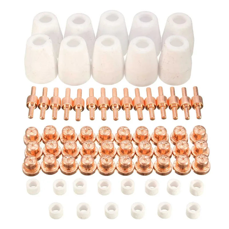 

New Arrival 2018 70pcs Plasma Tips Electrodes Fit PT-31 LG-40 Plasma Cutting Torch CUT40 CUT50 Tig Welding Accessories Kit